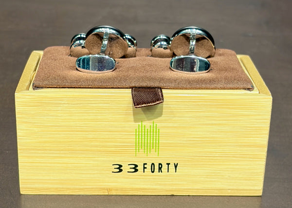 3340 Round Onyx Silver Stud Set
