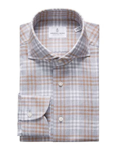 Emanuel Berg Grey Brushed Twill Plaid Shirt