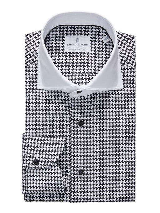 White Collar Houndstooth Twill Premium Luxury Shirt