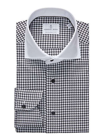 White Collar Houndstooth Twill Premium Luxury Shirt