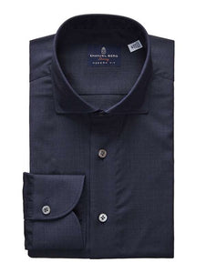 Emanuel Berg Solid Navy Wool Premium Luxury Shirt