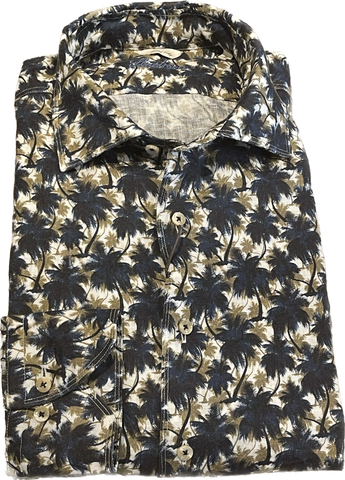 Stenstroms Palm Pattern Linen Shirt
