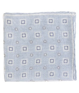Grey Blue Linen Pocket Square