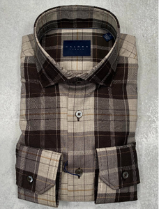 Calder Luxe Twill Brown Plaid Shirt