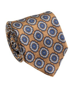 Brown Blue Silk Salione Tie