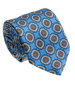 LT Blue Brown Silk Salione Tie