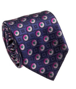 Navy Pink Silk Tie