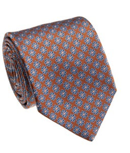 Orange Blue Silk Tie
