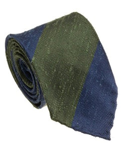 Navy Green Silk Shantung Tie