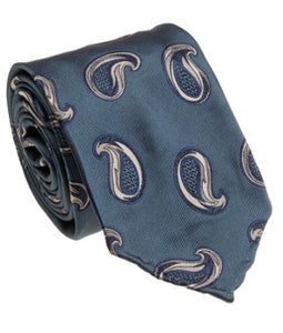 Blue Beige Silk Tie