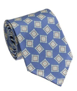 Blue Gold Silk Twill Tie
