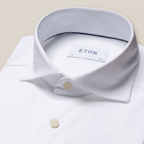 Eton White Twill Weave Four-Way Stretch Shirt