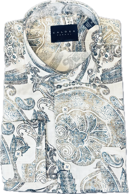 Textured Blue Brown Paisley L/S