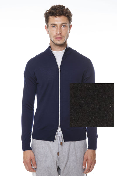 Eleventy Cardigan Zip Sweater Medium Blue