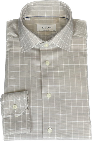 Eton Beige Check Signature Twill Shirt