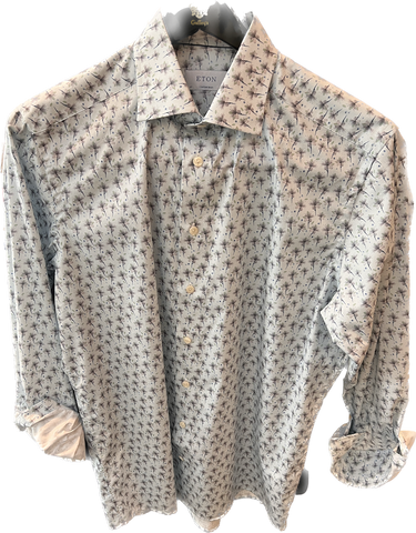 Eton Light Blue Floral Twill Shirt