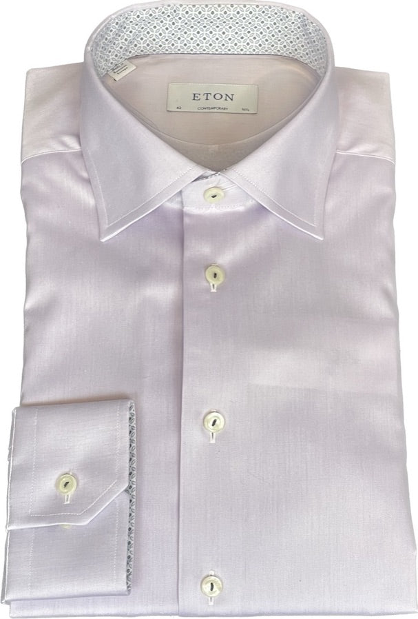 Eton Mid Purple Geometric Effect Twill Shirt