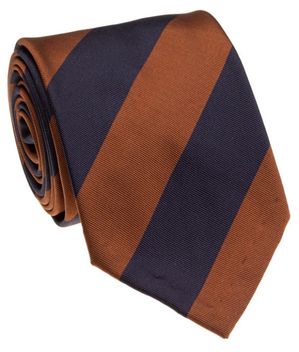 Geoff Nicholson for Guffey's Navy Brown Silk Cotton Tie