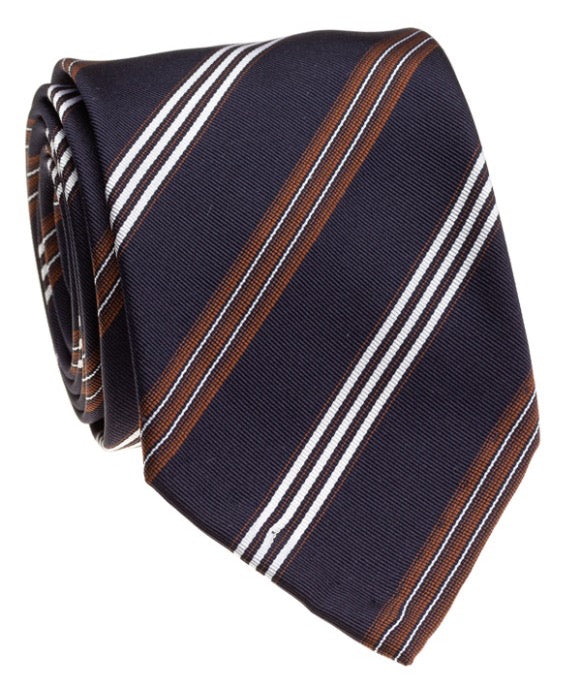 Geoff Nicholson for Guffey's Navy Beige Silk Cotton Tie