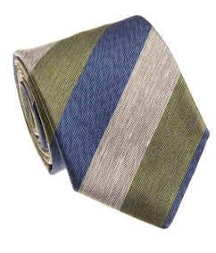 Geoff Nicholson for Guffey's of Atllanta Navy Green Silk Linen Cotton Tie