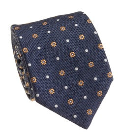 Geoff Nicholson for Guffey's of Atllanta Navy Gold Silk Linen Tie