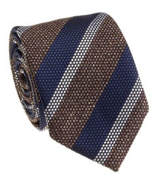 Geoff Nicholson for Guffey's of Atlanta Brown Navy Silk Linen Wool Grenadine Tie