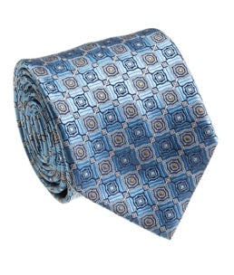 Blue Beige Silk Tie