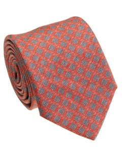 Rust Grey Silk Linen Tie