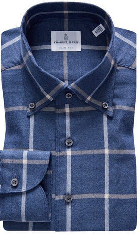 Emanuel Berg Dark Blue Brushed Casual Sartorial Shirt