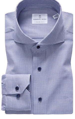 Emanuel Berg Navy and White Twill Shirt