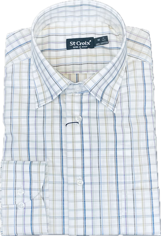 Ivory / Blue / Tan Tattersal Sport Shirt