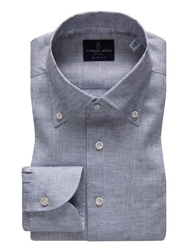 Emanuel Berg Grey Linen Premium Luxury Dress Shirt